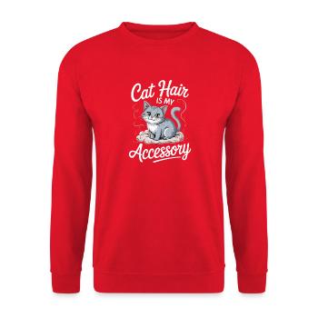Cat Hair Is My Accessory - Unisex Pullover - Rot - Vorne - Alina (178cm) & Michal (187cm)