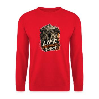 Life Behind Bars Mountain Bike Handlebar Design - Unisex Pullover - Rot - Vorne - Alina (178cm) & Michal (187cm)