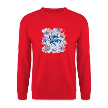Beach Therapy – Shells & Starfish Design - Unisex Sweatshirt - red - Front - Alina (178cm) & Michal (187cm)