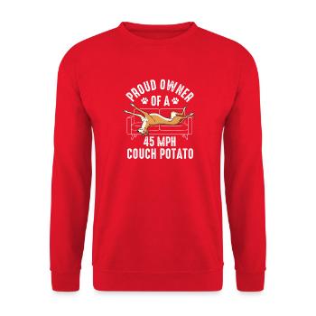 Stolzer Besitzer Greyhound Couch Potato mit 45 MPH - Unisex Pullover - Rot - Vorne - Alina (178cm) & Michal (187cm)