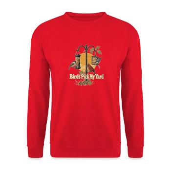 Hinterhofvögel, Vögel suchen meinen Garten zum Vogelbeobachten aus - Unisex Pullover - Rot - Vorne - Alina (178cm) & Michal (187cm)