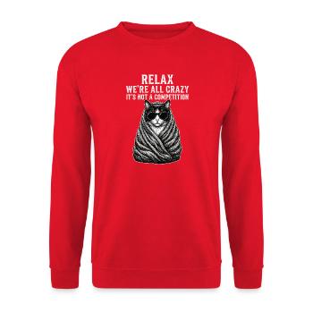 Entspannen Sie Sich, Wir Sind Alle Verrückt - Unisex Pullover - Rot - Vorne - Alina (178cm) & Michal (187cm)