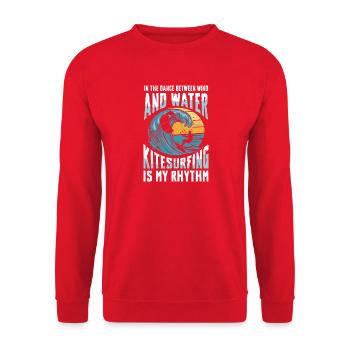Dans la danse entre le vent et l’eau, le kitesurf est - Sweat-shirt Unisexe - rouge - Devant - Alina (178cm) & Michal (187cm)
