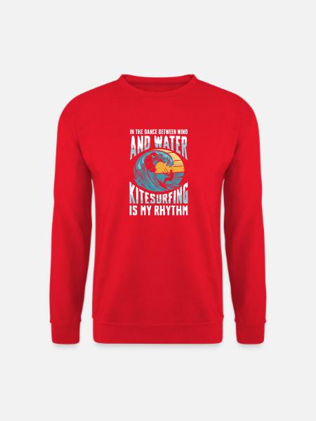 Im Tanz Zwischen Wind Und Wasser Kitesurfen Ist - Unisex Pullover - Rot