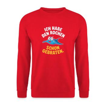 Rochen Schon Gebraten Stachelrochen Manta Rochen - Unisex Pullover - Rot - Vorne - Alina (178cm) & Michal (187cm)