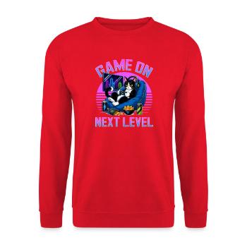 Gamer Gaming Cat Video Game - Unisex Pullover - Rot - Vorne - Alina (178cm) & Michal (187cm)