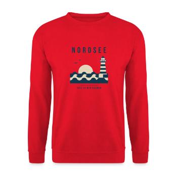 Nordsee Salz In Den Haaren Küste Meer - Unisex Pullover - Rot - Vorne - Alina (178cm) & Michal (187cm)
