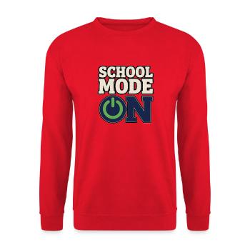 Back to School – School Mode On Power Button - Unisex Sweatshirt - red - Front - Alina (178cm) & Michal (187cm)