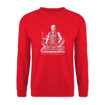 John Quincy Adams beim BBQ Grillen - Unisex Pullover - Rot - Vorne - Alina (178cm) & Michal (187cm)