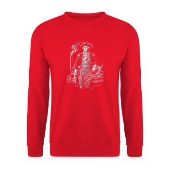George Washington beim BBQ Grillen - Unisex Pullover - Rot - Vorne - Alina (178cm) & Michal (187cm)