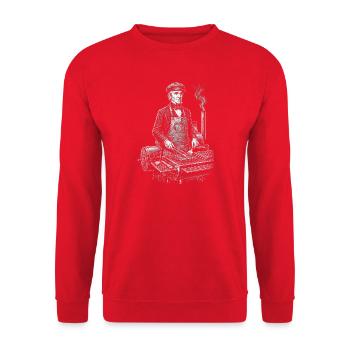 James K. Polk beim BBQ Grillen - Unisex Pullover - Rot - Vorne - Alina (178cm) & Michal (187cm)