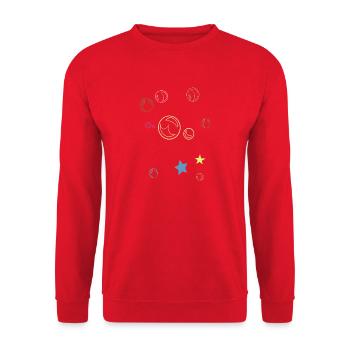 Sketch Planets and Stars - Unisex Sweatshirt - red - Front - Alina (178cm) & Michal (187cm)