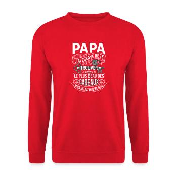 Papa Tu M'as Déjà Le Plus Beau Cadeau Humour - Sweat-shirt Unisexe - rouge - Devant - Alina (178cm) & Michal (187cm)