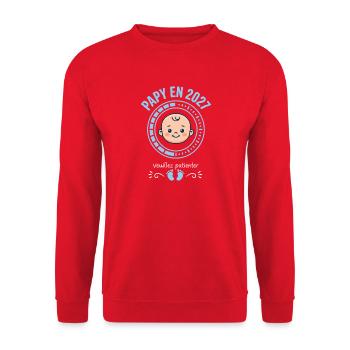 Futur Papy 2027 Chargement Bébé En Cours - Sweat-shirt Unisexe - rouge - Devant - Alina (178cm) & Michal (187cm)