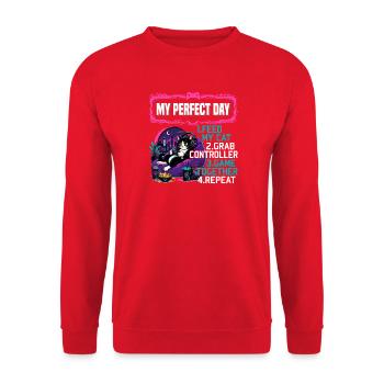 Gamer Gaming Cat Video Game - Unisex Pullover - Rot - Vorne - Alina (178cm) & Michal (187cm)