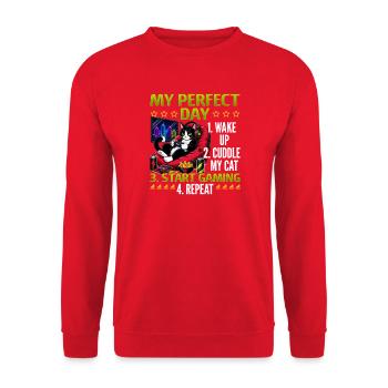 Gamer Gaming Cat Video Game - Unisex Pullover - Rot - Vorne - Alina (178cm) & Michal (187cm)