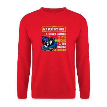 Gamer Gaming Cat Video Game - Unisex Pullover - Rot - Vorne - Alina (178cm) & Michal (187cm)