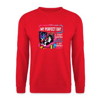 Gamer Gaming Cat Video Game - Unisex Pullover - Rot - Vorne - Alina (178cm) & Michal (187cm)