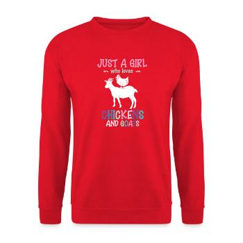 Just a Girl Who Loves Chickens and Goats - Unisex Sweatshirt - red - Front - Alina (178cm) & Michal (187cm)