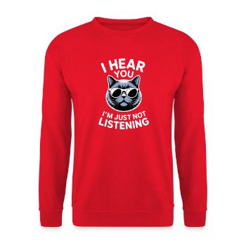 Britisch Kurzhaar Sprüche Lustiges Katze Geschenk  - Unisex Pullover - Rot - Vorne - Alina (178cm) & Michal (187cm)