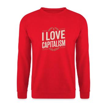 J’adore le capitalisme Entrepreneurs Actions Capitalisme - Sweat-shirt Unisexe - rouge - Devant - Alina (178cm) & Michal (187cm)