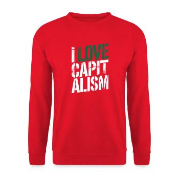 J’adore le capitalisme Entrepreneurs Actions Capitalisme - Sweat-shirt Unisexe - rouge - Devant - Alina (178cm) & Michal (187cm)