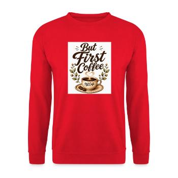 but_first_cafe - Unisex Pullover - Rot - Vorne - Alina (178cm) & Michal (187cm)