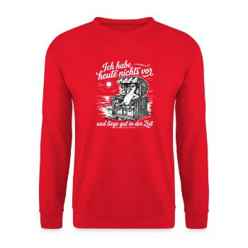 Ich Habe Heute Nichts Vor Liege Gut In Der Zeit - Unisex Pullover - Rot - Vorne - Alina (178cm) & Michal (187cm)