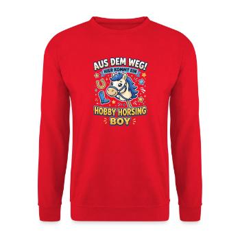 Aus Dem Weg Hobby Horsing Boy pferd - Unisex Pullover - Rot - Vorne - Alina (178cm) & Michal (187cm)