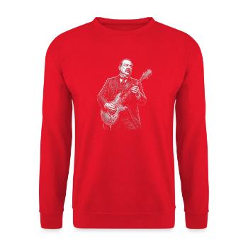 Grover Cleveland Gitarre - Unisex Pullover - Rot - Vorne - Alina (178cm) & Michal (187cm)