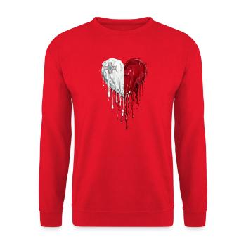 Malta Herz im Doppelton Medizinisch - Unisex Pullover - Rot - Vorne - Alina (178cm) & Michal (187cm)