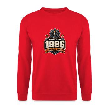 1986 Birthday Humor Built In 1986 Original Parts - Unisex Sweatshirt - red - Front - Alina (178cm) & Michal (187cm)