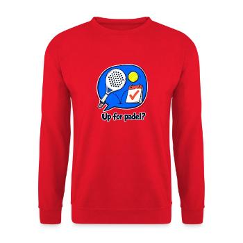 Padel-Gruppenchat-Einladung, wöchentlicher Club-Humor - Unisex Pullover - Rot - Vorne - Alina (178cm) & Michal (187cm)