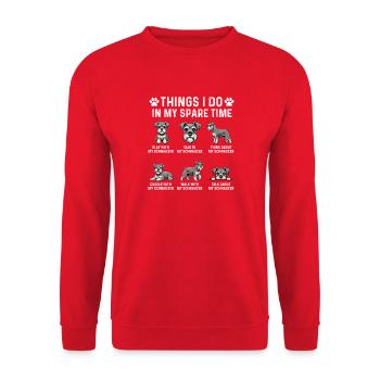 Dinge, die ich in meiner Freizeit tue, Schnauzer-Leben - Unisex Pullover - Rot - Vorne - Alina (178cm) & Michal (187cm)