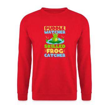 Frog Catcher Puddle Watcher Skilled Frog - Unisex Pullover - Rot - Vorne - Alina (178cm) & Michal (187cm)
