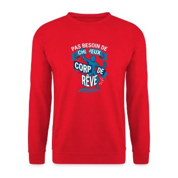 Chauve Et Musclé Corps De Rêve Humour - Sweat-shirt Unisexe - rouge - Devant - Alina (178cm) & Michal (187cm)