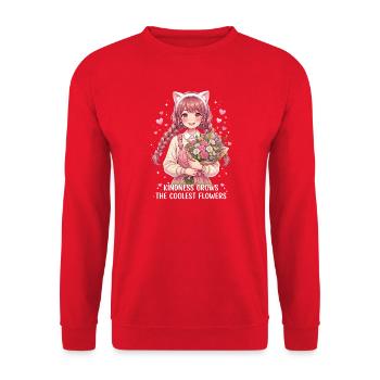 Kindness Grows The Coolest Flowers - Unisex Pullover - Rot - Vorne - Alina (178cm) & Michal (187cm)