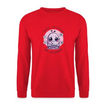 Je t’écoute et je suis confus extraterrestre - Sweat-shirt Unisexe - rouge - Devant - Alina (178cm) & Michal (187cm)