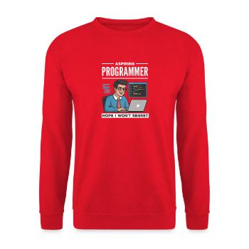 Aspiring Programmer Humor - Unisex Pullover - Rot - Vorne - Alina (178cm) & Michal (187cm)