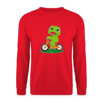 Vélo Grenouille - Sweat-shirt Unisexe - rouge - Devant - Alina (178cm) & Michal (187cm)