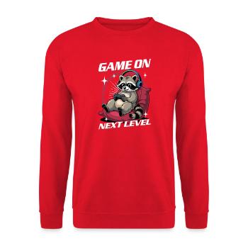 Gamer Gaming Raccoon Video Game - Unisex Pullover - Rot - Vorne - Alina (178cm) & Michal (187cm)