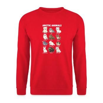  Arktische Tiere Niedliche Wildtierkarte Eisbär - Unisex Pullover - Rot - Vorne - Alina (178cm) & Michal (187cm)