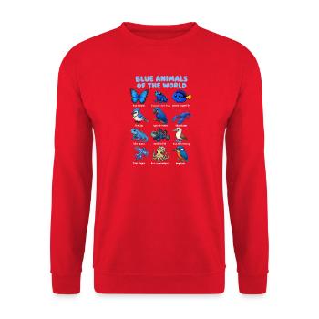  Blaue Tiere Der Welt Tierreich-tafel - Unisex Pullover - Rot - Vorne - Alina (178cm) & Michal (187cm)