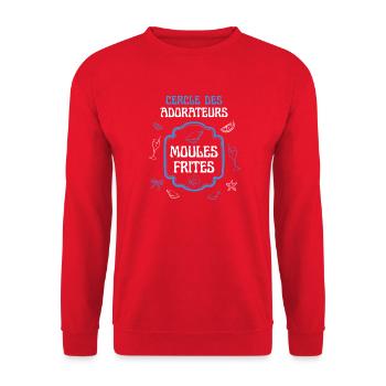 Cercle des Adorateurs Moules Frites - Sweat-shirt Unisexe - rouge - Devant - Alina (178cm) & Michal (187cm)