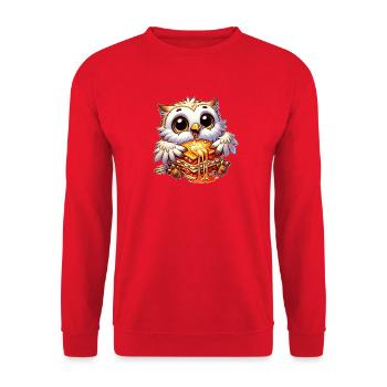 Weise Schneeeule Italienisch Lasagne - Unisex Pullover - Rot - Vorne - Alina (178cm) & Michal (187cm)