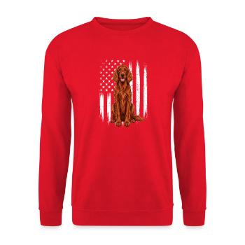 Patriotic Irish Setter US Flag - Red Setter Dad - Unisex Sweatshirt - red - Front - Alina (178cm) & Michal (187cm)