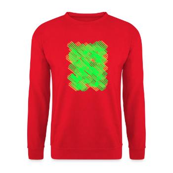 Neon Grün-Orangene Strichmuster - Unisex Pullover - Rot - Vorne - Alina (178cm) & Michal (187cm)