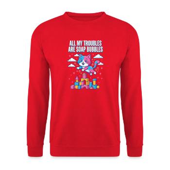 All My Troubles Are Soap Bubbles - Unisex Sweatshirt - red - Front - Alina (178cm) & Michal (187cm)
