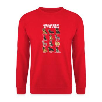  Deutsche Hunderassen-diagramm Niedliche - Unisex Pullover - Rot - Vorne - Alina (178cm) & Michal (187cm)