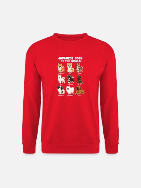Japanese Dog Breed Chart Cute - Unisex Sweatshirt - red